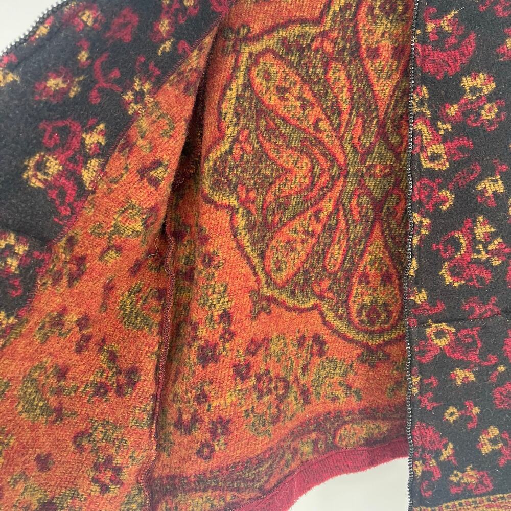 IVY Tapestry Full Zip Jacket Black Red Paisley Pockets Mock Neck Size Medium - Picture 4 of 11